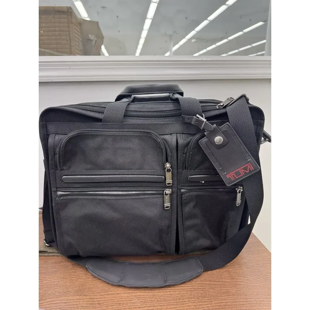 TUMI Expandable Nylon Laptop Computer Business Briefcase Black (PU300THRIFTY
